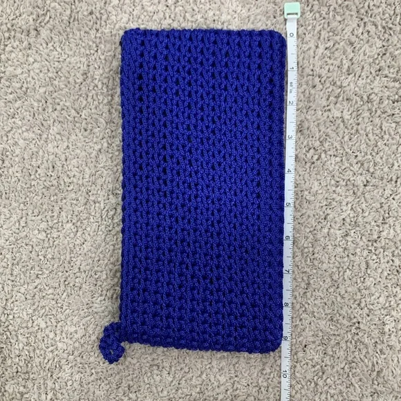 Handmade blue crochet satchel purse - Picture 6 of 7